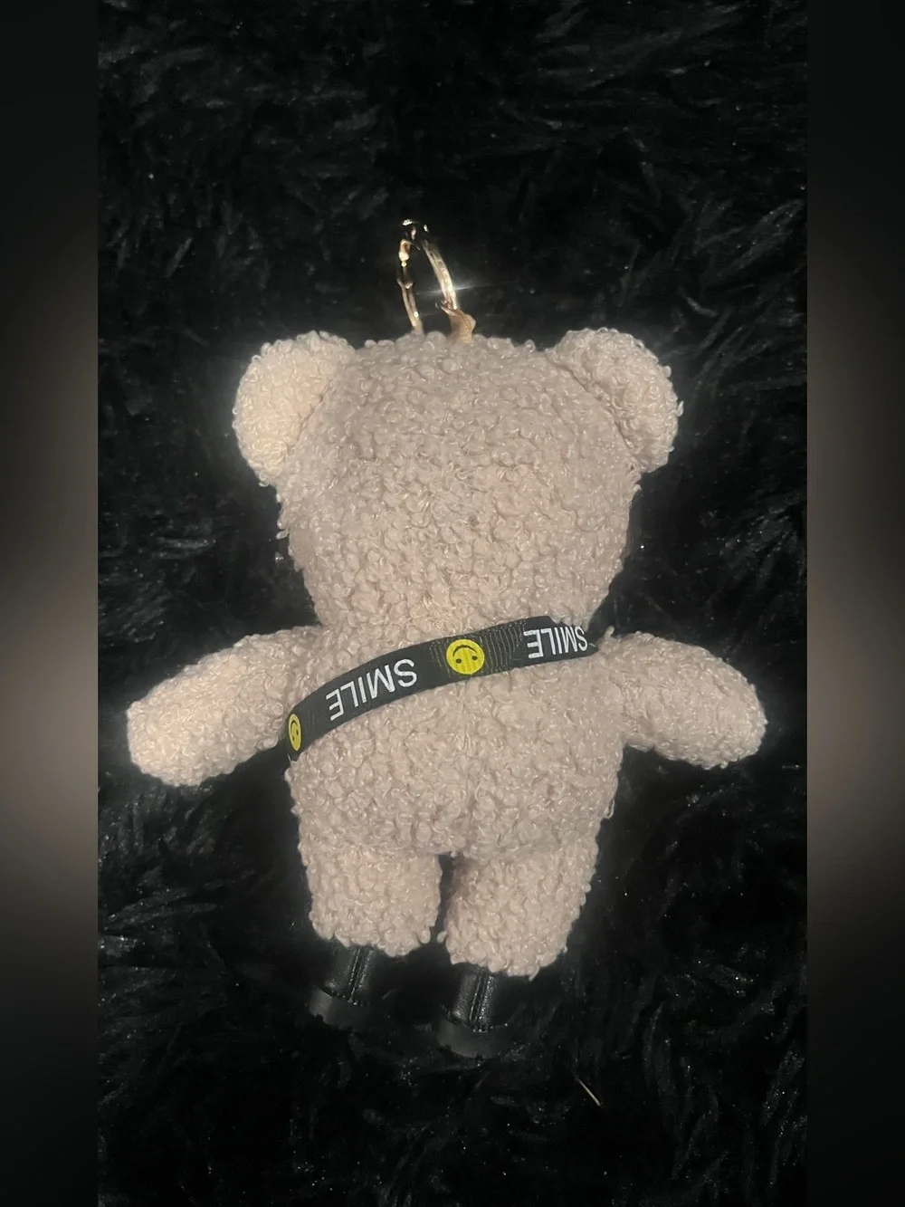 Plush Teddy Keychain or Charm with Camera Accessory - Cream